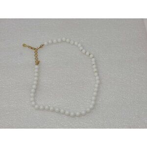 Vintage Monet White Milk Glass Beaded Necklace Choker